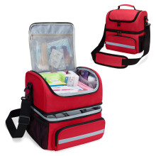 CURMIO Double Layer Medicine Storage Bag Empty, Family First Aid Organiser for Emergency Medical Kits, Portable Medicine Supplies Bag for Home and