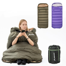 BISINNA XXL Flannel Wearable Sleeping bag with Pillow 3 Season for Adults & Kids Warm Lightweight Sleeping bag Waterproof for Hiking Backpacking