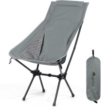 Outplea Lightweight Camping Chair Comfy High Back, Portable Compact Travel Chair for Hiking Picnic Fishing Backpacking, Grey