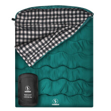 FORINBUY Winter Cotton Flannel Double Sleeping Bag for Adults - 0 degree Queen Size 2 Person Sleeping Bag, Waterproof & Warm for Cold Weather, Ideal