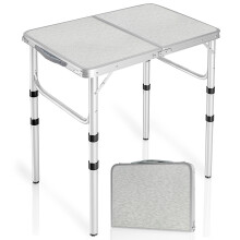 REDCAMP 2ft Folding Camping Table with 3 Adjustable Heights, Portable Foldable Picnic Tables for Outdoor Indoor Kitchen Garden, 3 Heights (26/50/66)