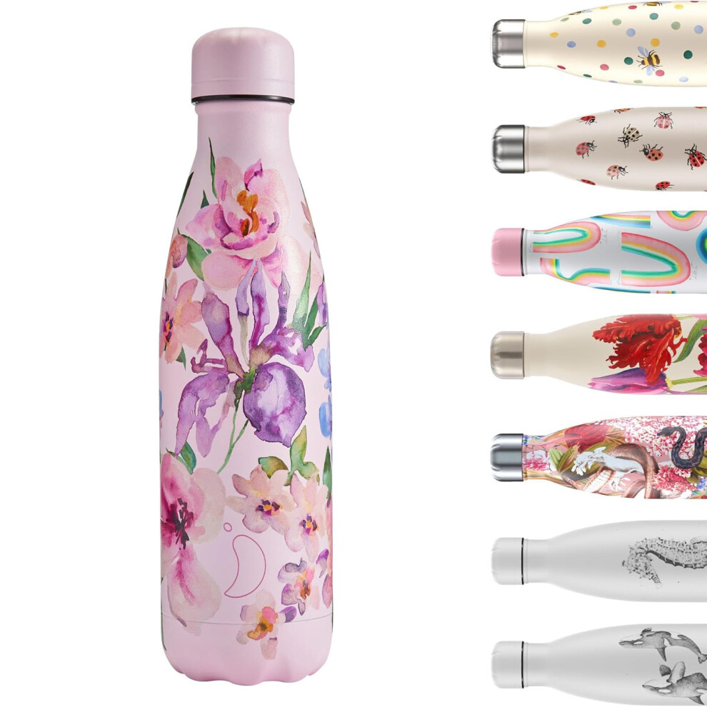 Chilly's Water Bottle - Stainless Steel and Reusable - Leak Proof, Sweat Free - Sorbet Petals, 500ml