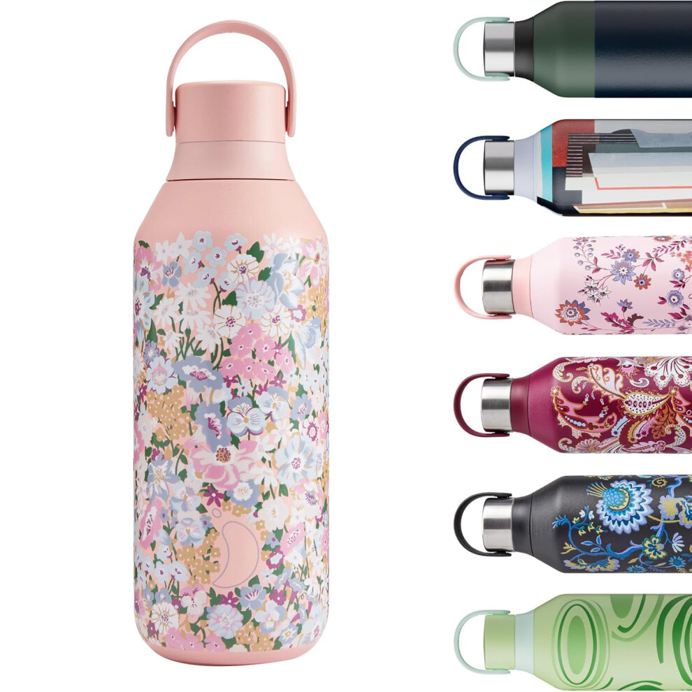 Chilly's Series 2 Water Bottle - Stainless Steel Thermal Bottles with Double Wall Vacuum, Soft Collar & Carry Loop - Artemis, 500ml