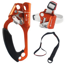 NewDoar UIAA & CE Certified Hand Ascender Rock Climbing Tree Arborist Rappelling Gear Equipment Rope Clamp for 8~13MM Rope-Set Left Orange