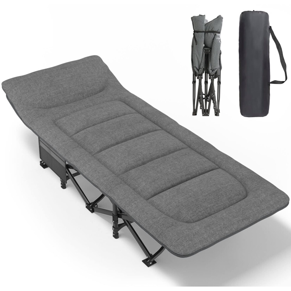 ATORPOK SHOP Camp Beds for Adults with Cushion and Pillow, Portable Travel Camping Cot for Sleeping, Lightweight Tent cot with Carry Bag Supports 450