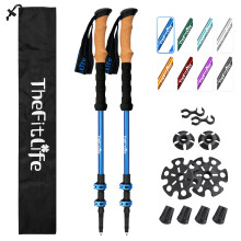 TheFitLife Trekking Poles - Lightweight 7075 Aluminum Hiking Sticks with Cork Grips, Adjustable Telescopic Design, Metal Flip Lock for Men & Women -