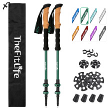 TheFitLife Trekking Poles - Lightweight 7075 Aluminum Hiking Sticks with Cork Grips, Adjustable Telescopic Design, Metal Flip Lock for Men & Women -