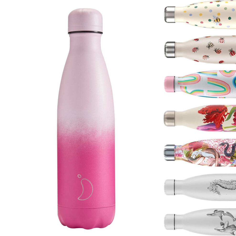 Chilly's Water Bottle - Stainless Steel and Reusable - Leak Proof, Sweat Free - Rose Blush, 500ml