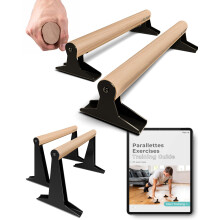 PULLUP & DIP Wooden Parallettes, Low or Medium Gymnastic Bars Handstand Bars With Ergonomical Wooden Handle, Parallette Bars For Calisthenics (LOW