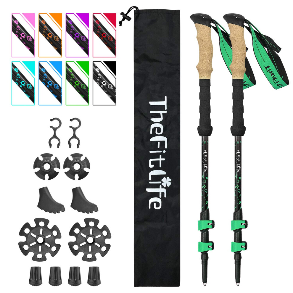 Thefitlife Carbon Fibre Trekking Poles - Collapsible And Telescopic Walking Poles, 2-Pack, Ultra Extendable, Best Walking Sticks For Traveling Light