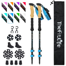 TheFitLife Carbon Fibre Trekking Poles - Collapsible and Telescopic Walking Poles, 2-Pack, Ultra Light, Extendable, Best Walking Sticks for Traveling