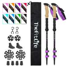 TheFitLife Carbon Fibre Trekking Poles - Collapsible and Telescopic Walking Poles, 2-Pack, Ultra Light, Extendable, Best Walking Sticks for Traveling