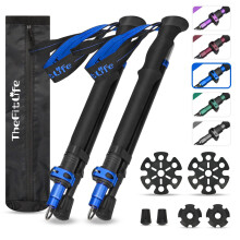TheFitLife Collapsible Trekking Poles for Hiking ? Lightweight Folding Walking Sticks for Men and Women with Extra-Long Foam Handle and Metal Flip