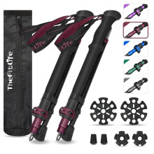 TheFitLife Collapsible Trekking Poles for Hiking ? Lightweight Folding Walking Sticks for Men and Women with Extra-Long Foam Handle and Metal Flip
