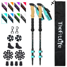 TheFitLife Carbon Fibre Trekking Poles - Collapsible and Telescopic Walking Poles, 2-Pack, Ultra Light, Extendable, Best Walking Sticks for Traveling