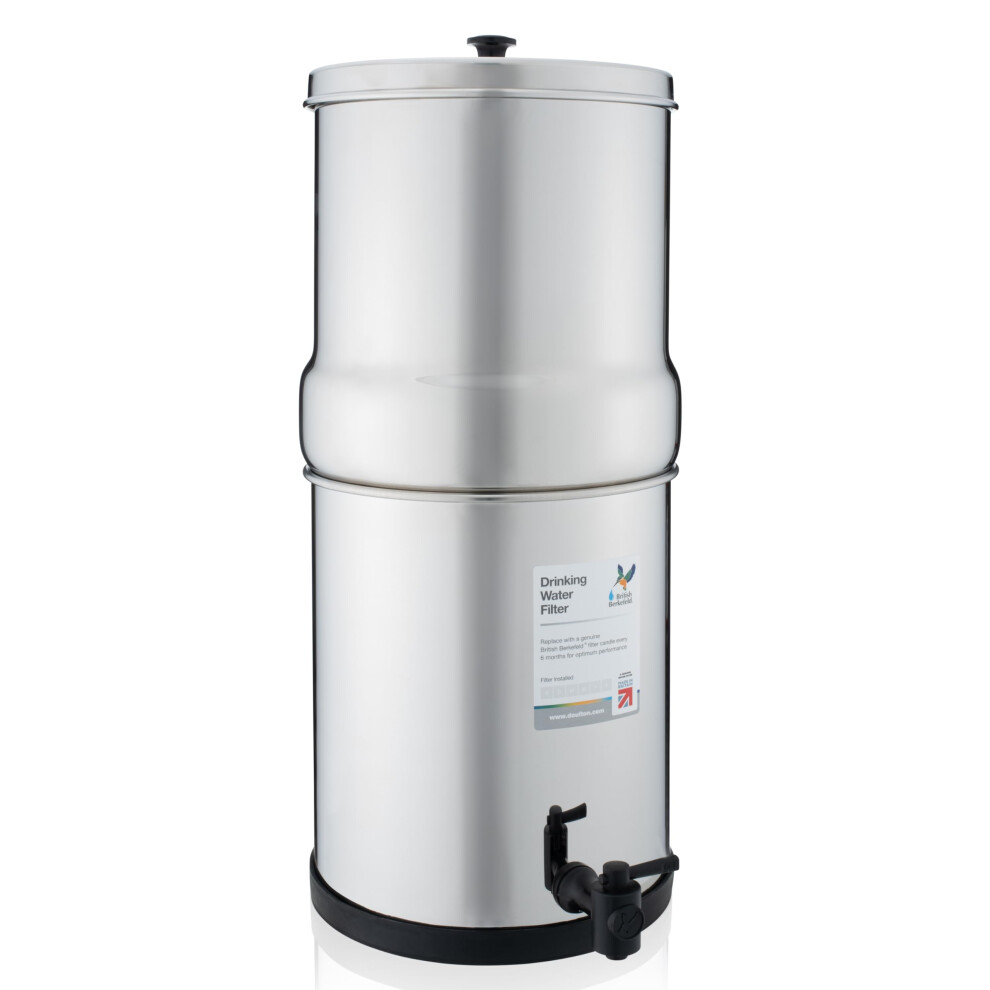 British Berkefeld 8.5L Stainless Steel Gravity Water Filter System | Comes With 4 Ultra Sterasyl Cartridges | Great Tasting Clean Water | No Power Or-image-OPC-PH8265X-NEW