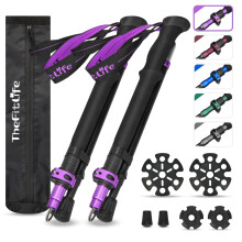 TheFitLife Collapsible Trekking Poles for Hiking ? Lightweight Folding Walking Sticks for Men and Women with Extra-Long Foam Handle and Metal Flip