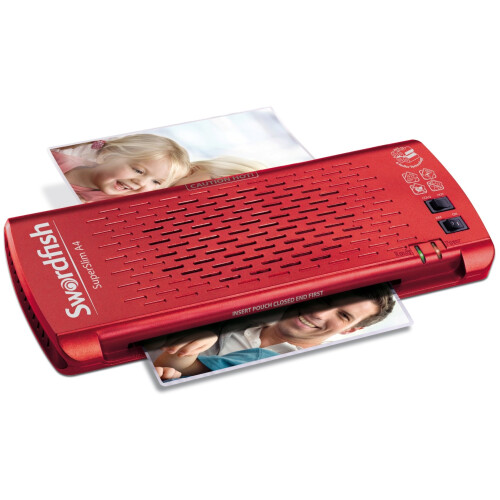 Swordfish Super Slim A4 Paper/Document Laminator with 4 Rollers - Red Ref: 40186