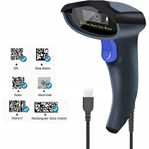 NETUM Wired 2D QR Barcode Scanner - Handheld Automatic Omnidirectional Bar Code Reader/Imager (QR, PDF417, GS1 Data Matrix) with USB Cable 1