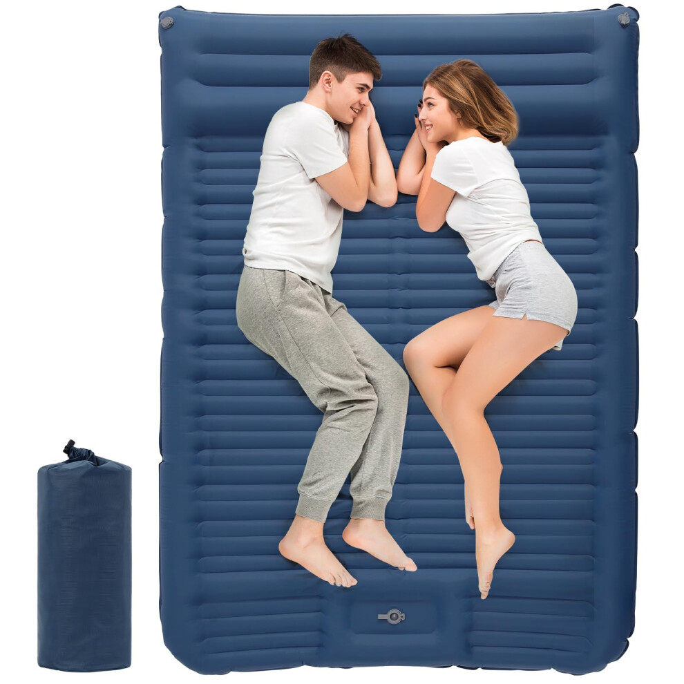 Aptliton Inflating Sleeping Pad for Camping, 10cm Thickness Camping Mat with Built-in Foot Pump, Inflatable Sleeping Mat with Pillow for Backpacking,