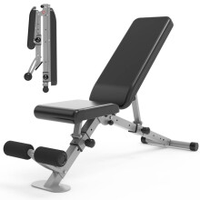 leikefitness Adjustable Weight Bench, Foldable Workout Training Bench with Automatic Locking for Upright Tilt and Flat Full Body Exercise (Silver 2)