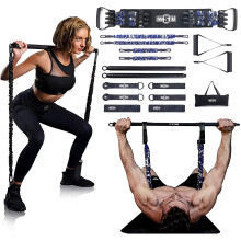 INNSTAR Portable Home Gym Set with Workout Bar, Bench Press Set, Squat Resistance Band, Door Anchor and More-Full Body Workout Equipment to Build