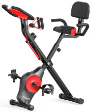 YYFITT Foldable Fitness Exercise Bike with Resistance Bands, 16 Magnetic Resistance Levels with Pulse Sensor, Phone/Tablet Holder with Smooth and