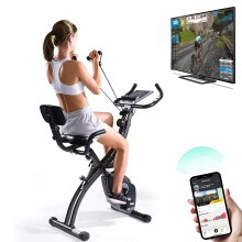 VRAi Fitness SXB-350 Bluetooth Smart Folding Exercise Bike-Kinomap Smartphone App Compatible and Live Video Streaming Classes-Our Magnetic Resistance