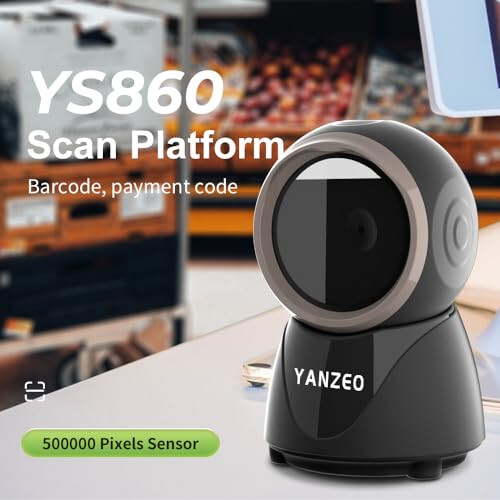YANZEO YS860 Barcode Scanner 2D/1D Desktop Barcode Reader Hands-Free QR Bar Code Scanner Plug and Play Fast & Accurate Scanning for Store, Office, 1