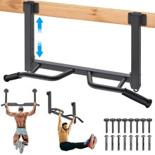 Kipika Multifunctional Joist Mounted Pull Up Bar, 4 Levels of Height Adjustment, Multi-Angle Grip, Chin Up Bar Joist Mount, Home Gym Workout Strength