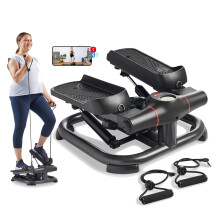 Sunny Health & Fitness 2-in-1 Premium Power Stepper with Resistance Bands, Low-Impact Cardio, Space-Saving, Height-Adjustable, and Optional SunnyFit