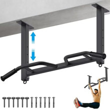 Kipika 32" Ceiling Mounted Pull Up Bar, Heavy Duty, Adjustable, Multifunctional Chin Up Bar, Home Gym Workout System, with Punching Bag Hanger and