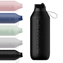 Chilly's Series 2 Flip Water Bottle with Sports Flip Lid, Telescopic Straw and Nylon Carry Loop - Easy Flip Lid, Straw Cleaning Brush Included -