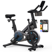MERACH Exercise Bike with LED Display, Stationary Bike with Exclusive App for Customized Exercise Plans, Quiet Indoor Cycling Bike Exercise Equipment