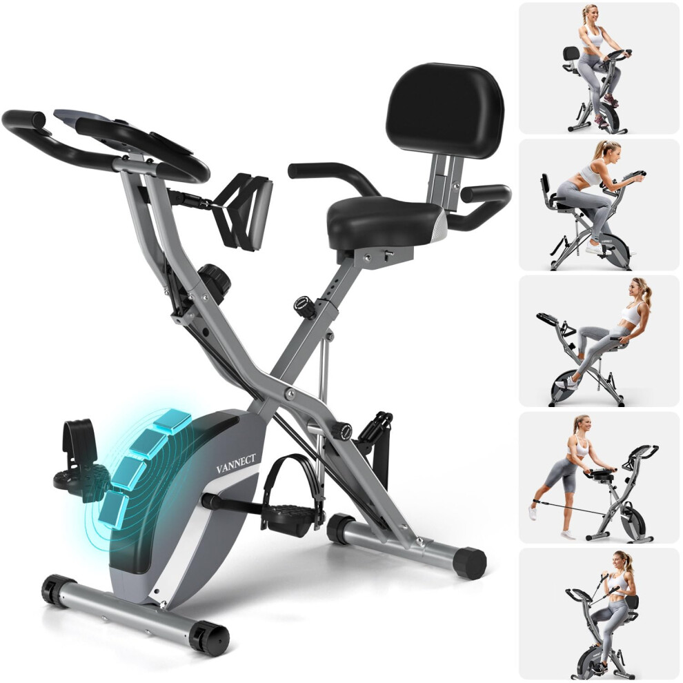 VANNECT Exercise Bike Folding, 16-Level Resistance Exercise Bike, 5-In-1 Foldable Stationary Fitness Bicycle for Home Use, Indoor Cycling Bike with