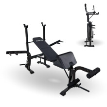 Mobiclinic? Fitness Gym Bench Multi-Function Pressfit, Adjustable, Foldable, Steel, Supports Up to 250 kg, Bar Support, Ideal for Strength Exercises