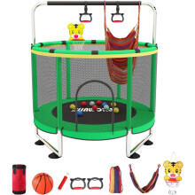 Trampoline for Kids, Adjustable Baby Toddler Trampoline with Basketball Hoop, 440lbs Indoor Outdoor Toddler with Enclosure (Green)