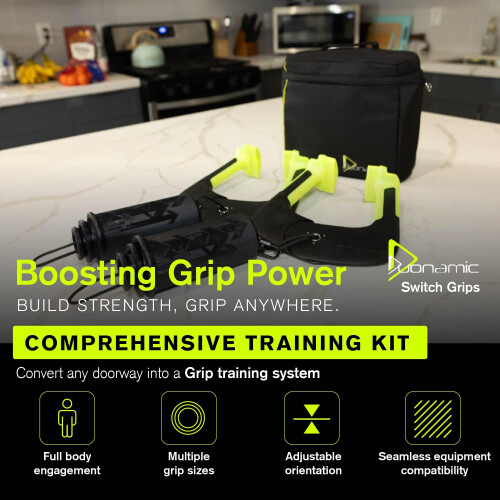 Duonamic Ultimate Switch Pull Up Grips & Eleviia Pull Up Handles Grip Trainer Bundle - Portable Pull Up Bar Package - Doorway Pull Up Bar - Complete 1