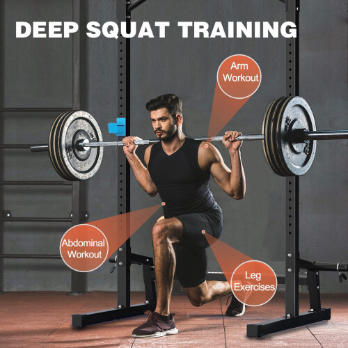 WINNOW Squat rack Height Adjustable Power Cage Home Gym Power Tower Multi-Function Pull Up Station Strength Training Squat stand Barbell Rack 1