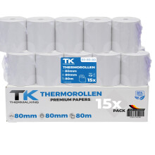 15 Rolls of Premium Thermal Paper 80mm x 80mm x 12mm - Certified for Checkout Printer like Epson, IBM, Metapace etc.