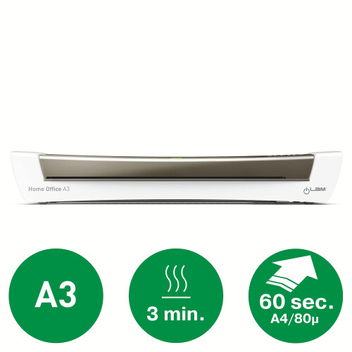 Leitz 74401089 iLam A3 Laminator, Ideal for Home Office - Metallic Dark Grey 1