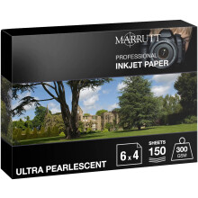 Marrutt 300gsm Ultra Pearlescent Hi-White Inkjet Photo Paper (6" x 4" - 150 Sheets)