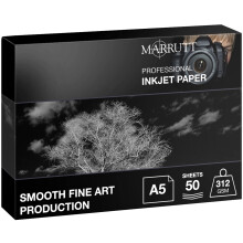 Marrutt 312gsm Smooth Fine Art Production Inkjet Photo Paper - A5, 50 Sheets