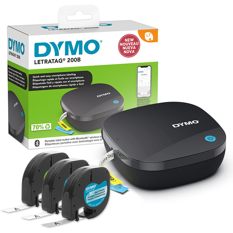 DYMO LetraTag 200B Bluetooth Label Maker Value Pack | Compact Label Printer | Connects Through Bluetooth Wireless Technology to iOS and Android |