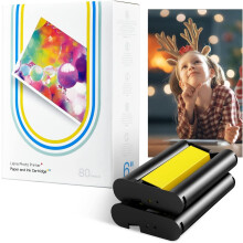 Liene Photo Paper, Pack of 80, Soft Gloss, 148 x 100 millimeters, Biodegradable, Includes 2 Ink Cartridges