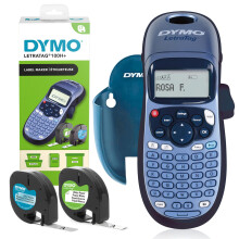 Dymo LetraTag LT-100H Label Maker Starter Kit+ | Handheld Label Printer Machine | with Paper, Clear Plastic Label Tape & Machine Holder | Ideal for