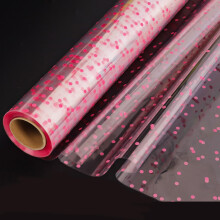 CMFYHM 34in x 100ft Clear Cellophane Wrap Roll (Pink Polka Dot),Transparent Cellophane Wrap Roll for Treats, Gifts, Baskets, Flowers, Birthday