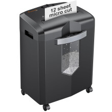 Bonsaii 12-Sheet Micro Cut Paper Shredder, Heavy Duty Shredder for Home Office Runs for 60 Mins, Shredders with 4 Casters & 16 Litres Pullout Bin,