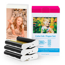 Compatible for Canon Selphy CP1300 CP1500 Ink Photo Paper Set,100 x 148mm 108 Sheets Paper and 3 Color Ink Cassette, Replace for Canon Selphy KP-108IN