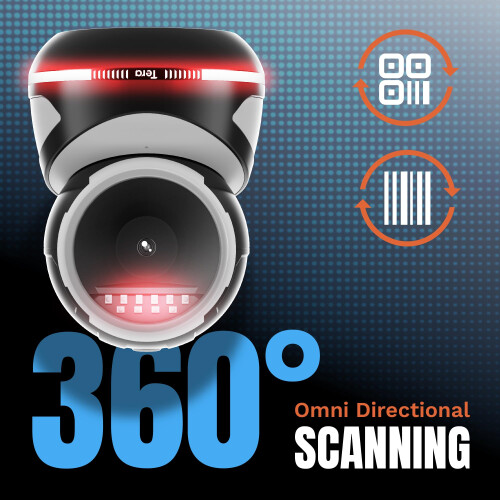 Tera Barcode Scanner Handsfree Omnidirectional: Pro Version Desktop 1D 2D QR USB Wired Adjustable Angle Plug and Play Bar Code Reader for POS 2
